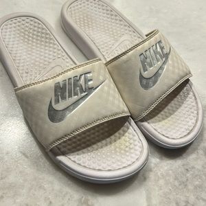 White Nike Slides